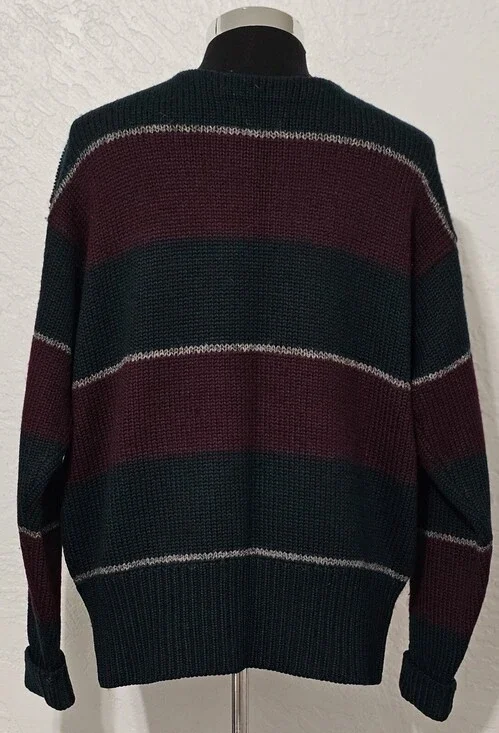Vintage Polo Ralph Lauren Sweater Wool Handknit Colorblock Crewneck Large 90s